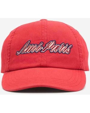 Ami Paris Casquette En Coton Avec Logo - Rouge