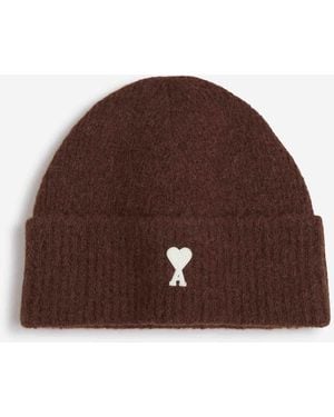 Ami Paris Gorro Punto Logo - Marrón