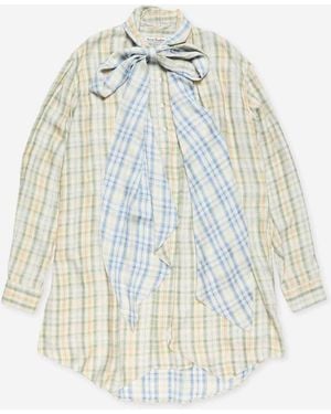 Acne Studios Plaid Shirt Dress - White