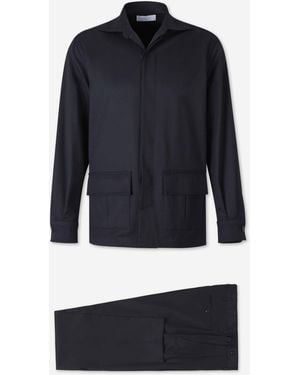 Boglioli Traje Recto Poliéster Lana - Azul