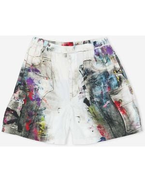 Acne Studios Bermudas Estampadas Fluidas - Azul