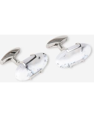 Tateossian Dendritic Oval Cufflinks - White