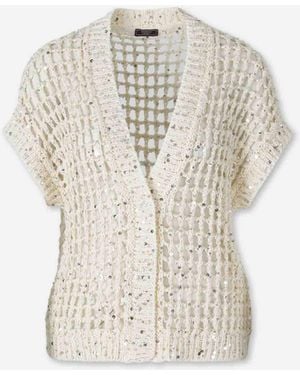 Peserico Openwork Sequin Cardigan - White
