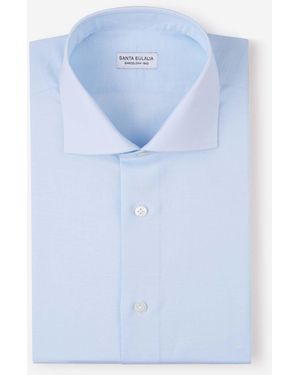 Santa Eulalia Plain Cotton And Linen Shirt - Blue