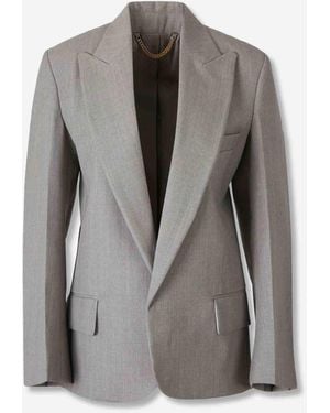 Victoria Beckham Straight Closure Blazer - Gray