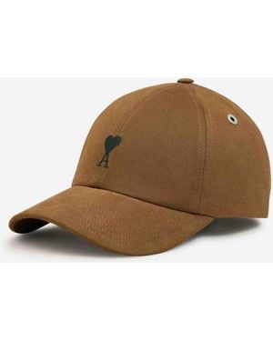 Ami Paris Embroidered Cap - Brown
