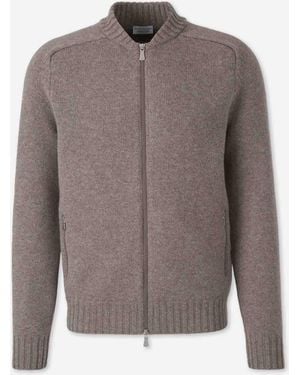 Santa Eulalia Wool Zip Cardigan - Grey