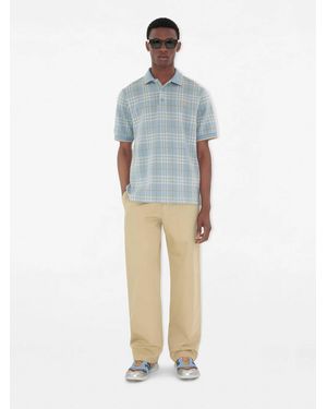 Burberry Polo Check Cotone - Blu