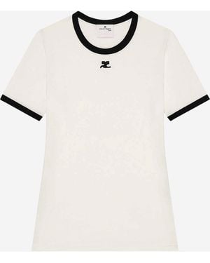 Courreges T-Shirt Con Finiture A Contrasto - Neutro