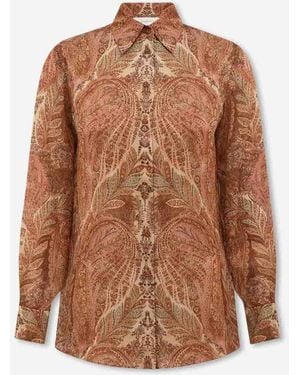 Zimmermann Blouse Soie Paisley - Marron