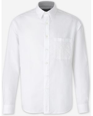 Canali Embroidered Casual Shirt - White