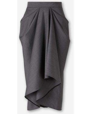Givenchy Falda Midi Drapeada - Gris
