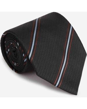 Brioni Cravatta Di Seta A Righe - Nero