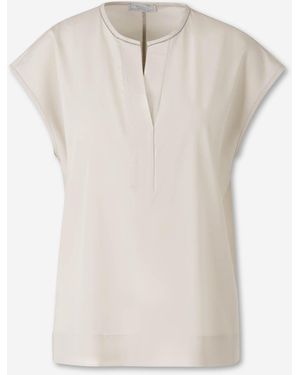 Peserico Silk Rhinestone Blouse - White