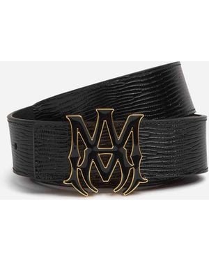 Amiri Lizard Leather Logo Belt - Black