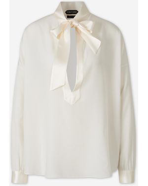 Tom Ford Plain Blouse With Bow - White
