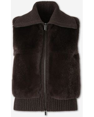Peserico Knit Vest With Furry Hair - Black