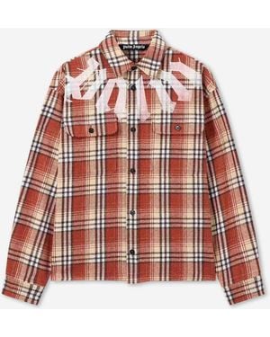 Palm Angels Plaid Logo Overshirt - Red