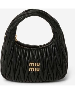 Miu Miu Wander Matelassé Hobo Bag - Black