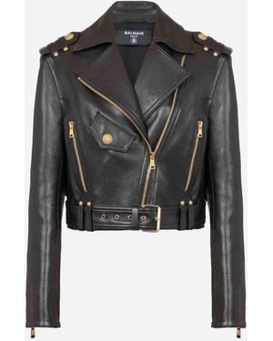 Balmain Leather Zipper Jacket - Black