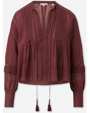 Veronica Beard Sawyer Ramie Blouse - Red