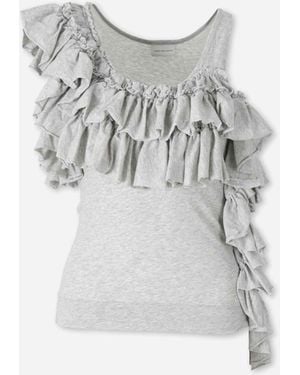 Dries Van Noten Top Ruffles - Grey