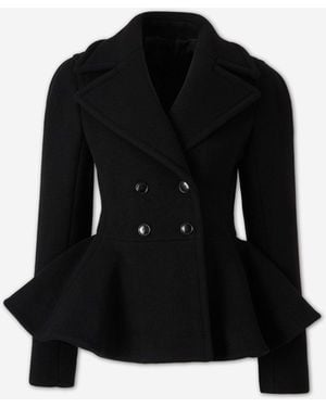 Alaïa Kurzer Mantel Mit Schößchen - Schwarz