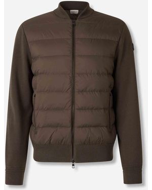 Moncler Cardigan Imbottito Con Zip - Marrone