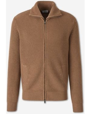 Santa Eulalia Wool Cardigan With Zipper - Brown