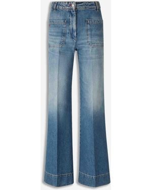 Victoria Beckham Flared Jeans Logo - Blue