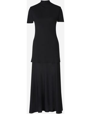 Jil Sander Robe Midi En Crêpe - Noir