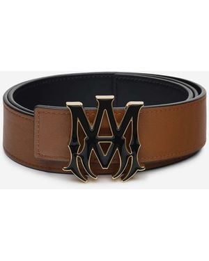 Amiri Leather Belt With Logo - Brown