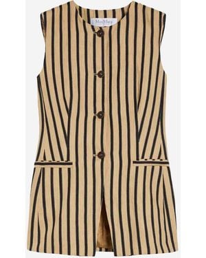 Max Mara Striped Linen Vest - White