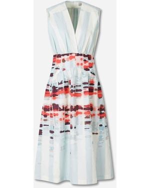 Silvia Tcherassi Robe Midi Seersucker - Blanc