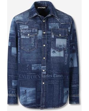 Palm Angels Printed Denim Jacket - Blue
