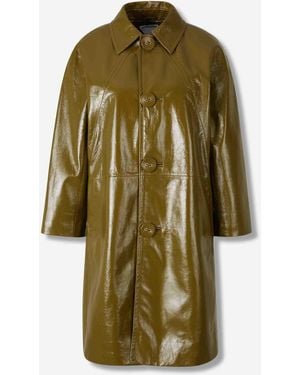Bottega Veneta Trenchcoat Aus Leder - Grün