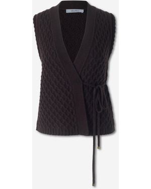 Max Mara Cárdigan Chaleco Lana Cashmere - Azul