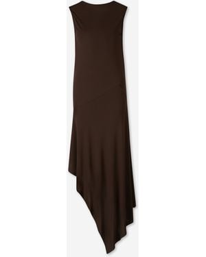 Alaïa Vestido Midi Asimétrico - Marrón
