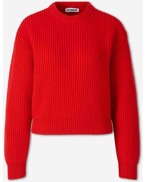 Jil Sander Jersey De Laine Court - Rouge