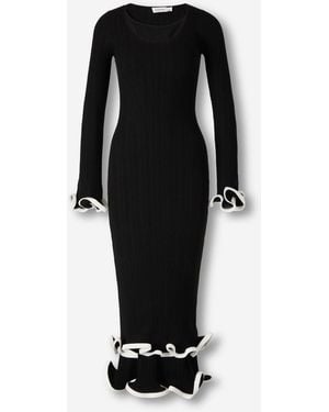 Jonathan Simkhai Robe Midi Volants - Noir