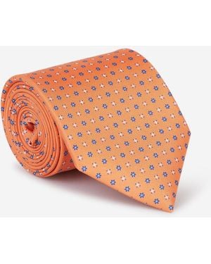 Marinella Corbata Motivo Floral - Naranja