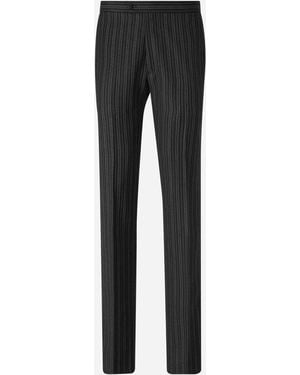 Santa Eulalia Formal Striped Wool Pants - Black
