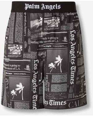 Palm Angels Zeitungsdruck Bermudas - Schwarz