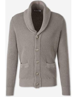 Brunello Cucinelli Cotton Knit Cardigan - Gray