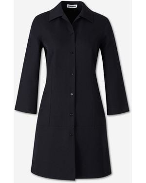 Jil Sander Long Wool Coat - Blue