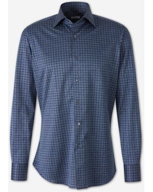 Fray Chemise À Carreaux En Coton - Bleu