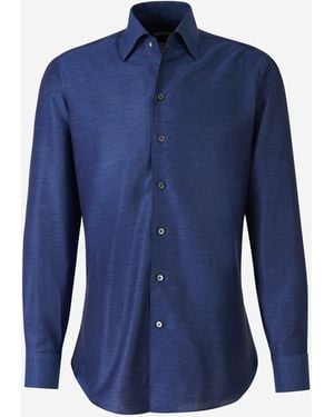 Fray Fil A Fil Linen Shirt - Blue