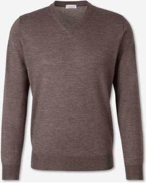 Santa Eulalia Thin V-Neck Sweater - Brown