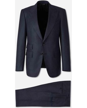 Tom Ford Traje Recto Lana - Azul