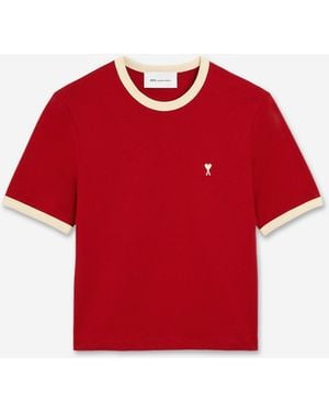 Ami Paris Round Neck T-Shirt - Red
